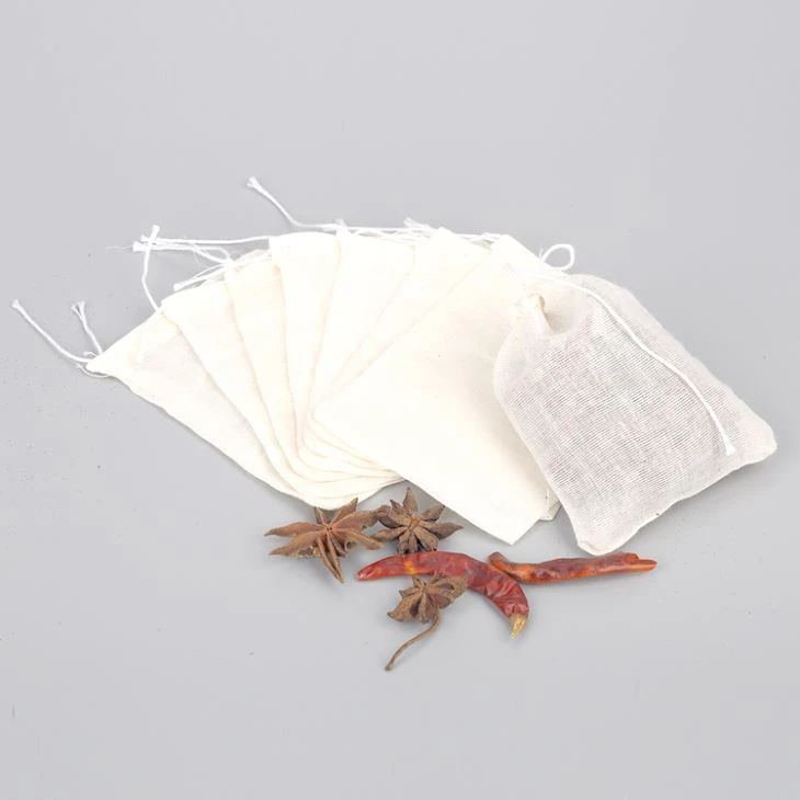 Food Grade Unbleached Muslin Dust Pouches Cotton Tea Filter Bag