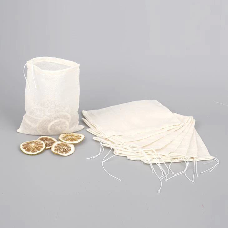 Food Grade Unbleached Muslin Dust Pouches Cotton Tea Filter Bag