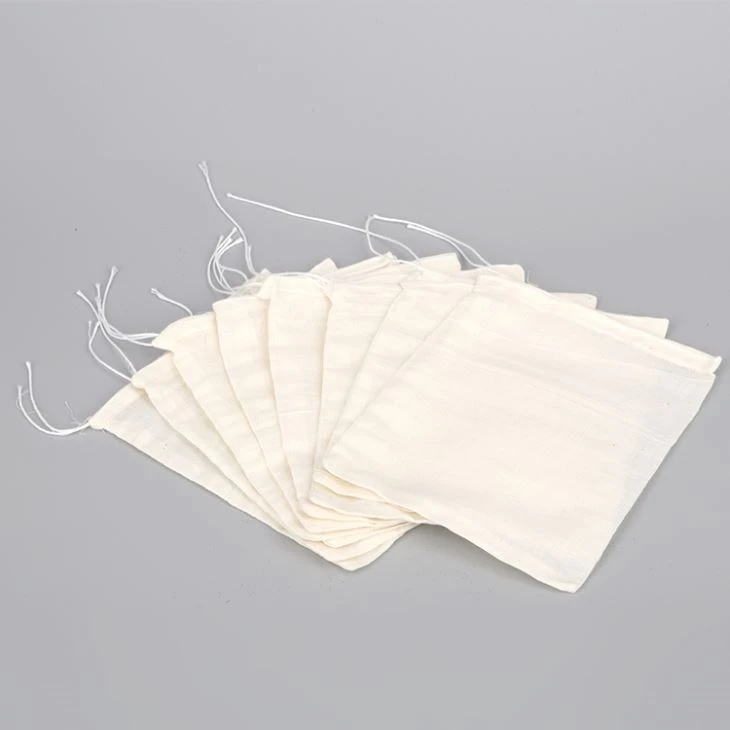 Food Grade Unbleached Muslin Dust Pouches Cotton Tea Filter Bag